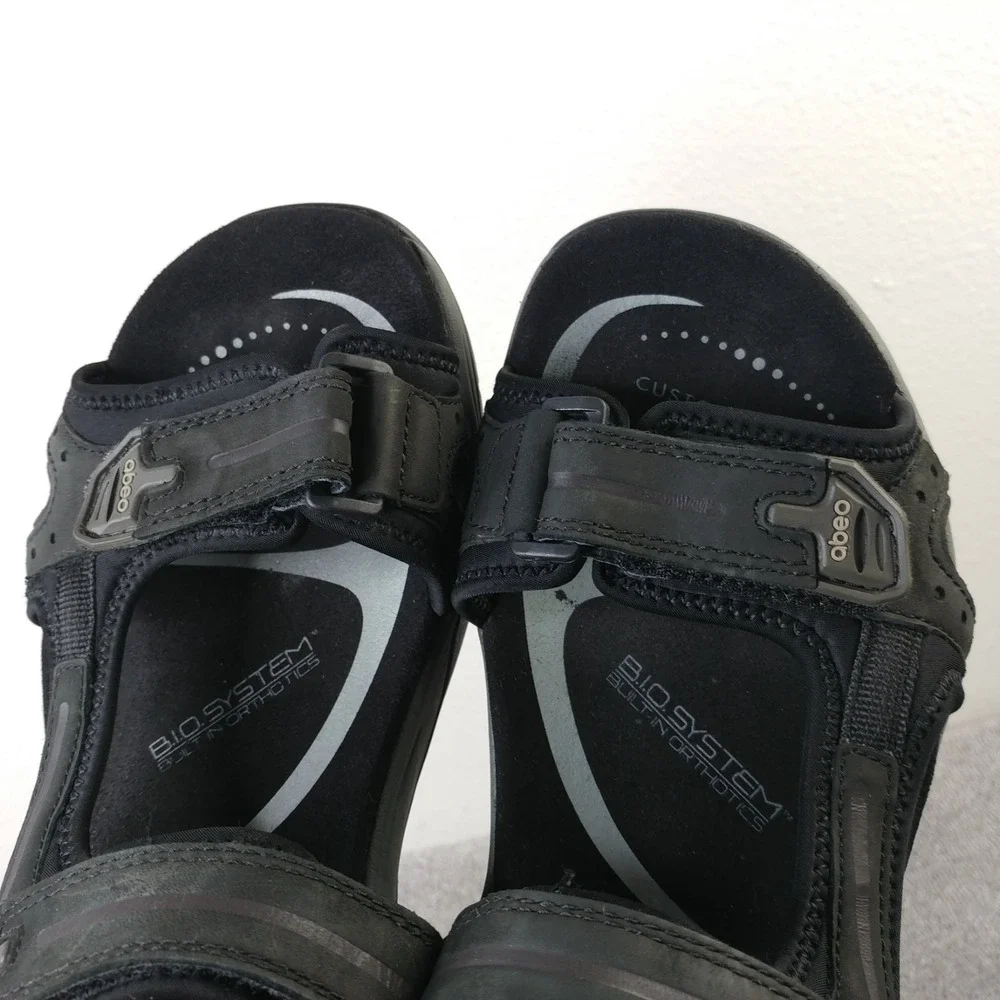 ABEO B.I.O. System Cayucos Mens Size 9 N Sandals Black Leather Hiking Trail Shoe